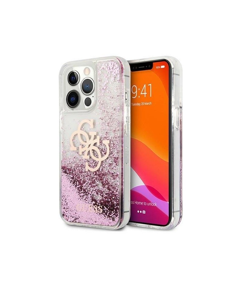 Guess GUHCP13XLG4GPI iPhone 13 Pro Max 6.7" pink/pink hardcase 4G Big Liquid Glitter