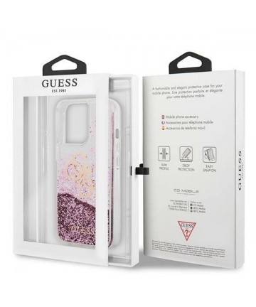 Guess GUHCP13XLG4GPI iPhone 13 Pro Max 6.7" pink/pink hardcase 4G Big Liquid Glitter