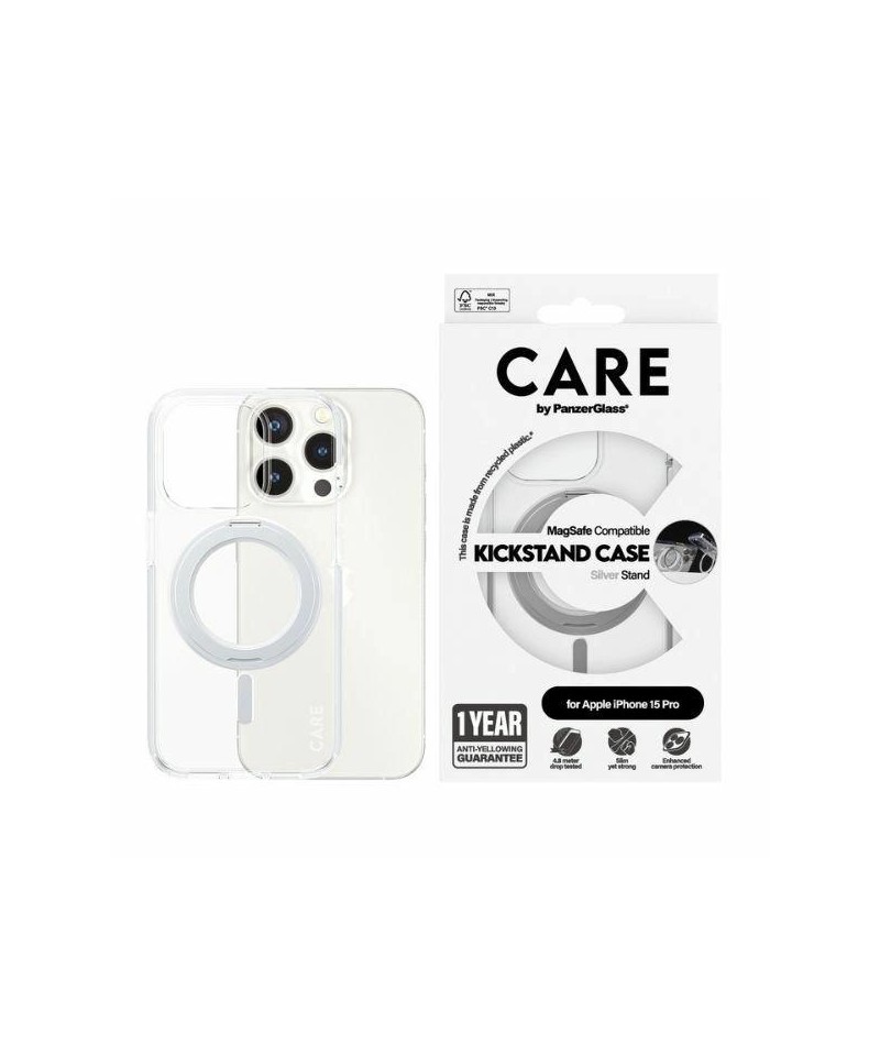 CARE by PanzerGlass Kickstand Case MagSafe for iPhone 15 Pro - silver