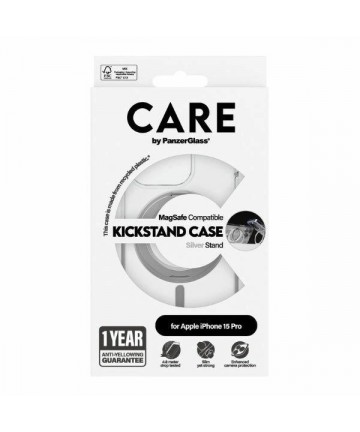 CARE by PanzerGlass Kickstand Case MagSafe for iPhone 15 Pro - silver
