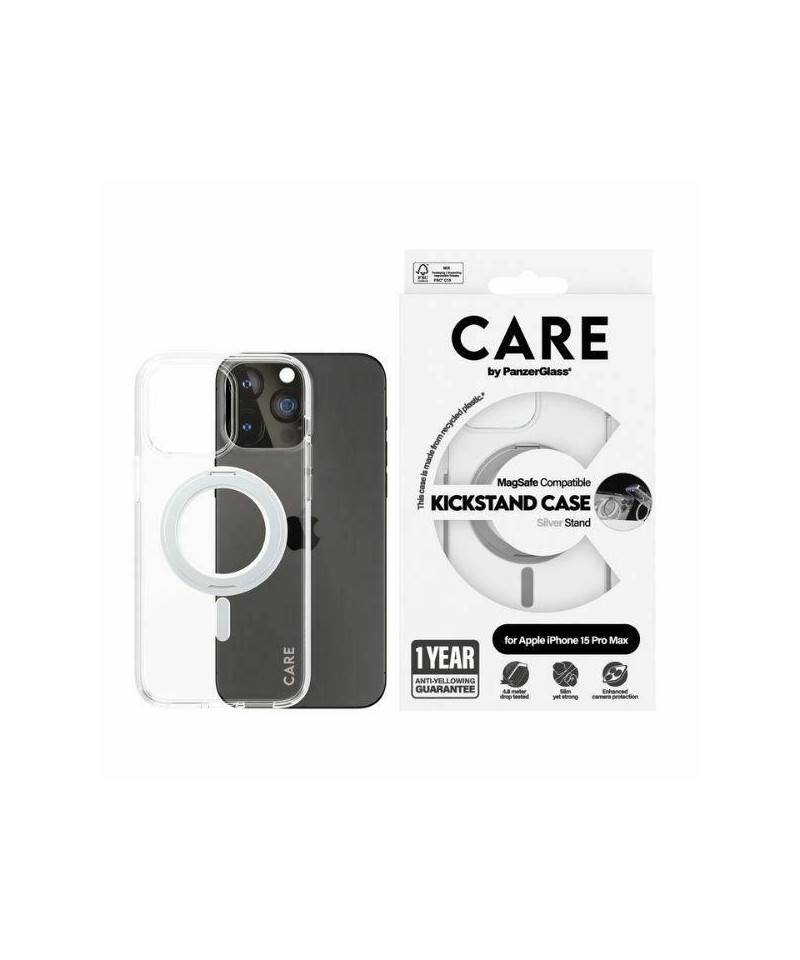 CARE by PanzerGlass Kickstand Case MagSafe for iPhone 15 Pro Max - silver