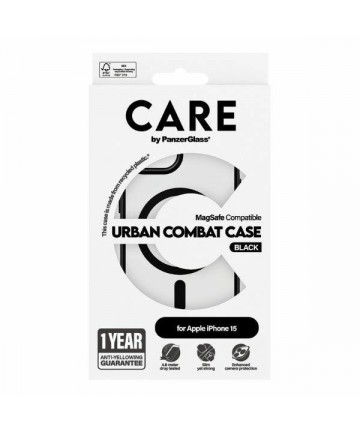 CARE by PanzerGlass Urban Combat Case MagSafe for iPhone 15 - Black