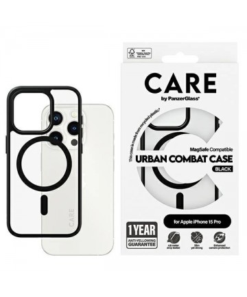 CARE by PanzerGlass Urban Combat Case MagSafe for iPhone 15 Pro - Black