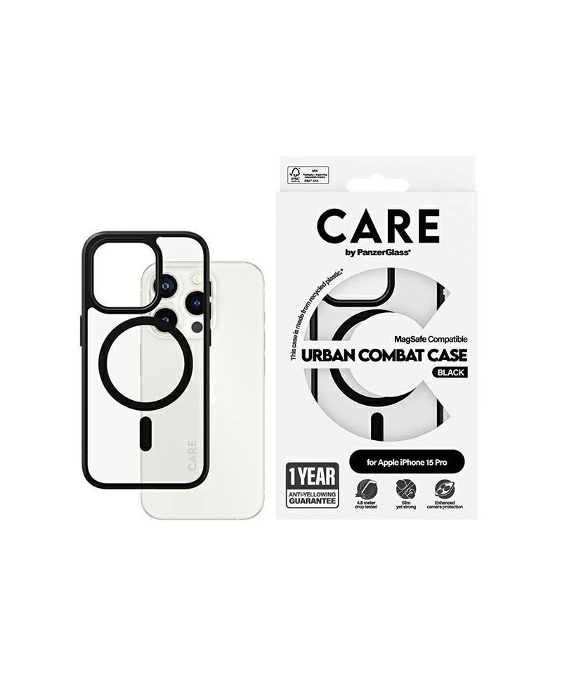 CARE by PanzerGlass Urban Combat Case MagSafe for iPhone 15 Pro - Black