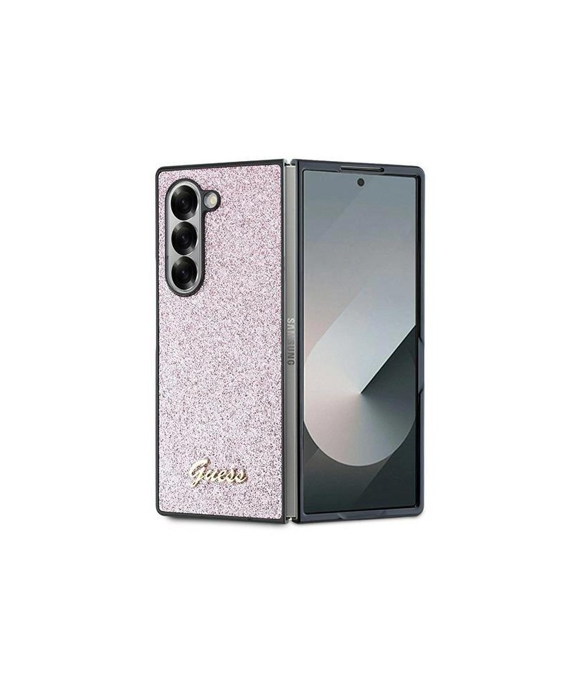 Guess 4G Glitter Script Case for Samsung Galaxy Z Fold 6 - Pink