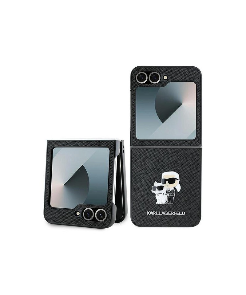 Karl Lagerfeld Saffiano Metal Pin Case for Samsung Galaxy Z Flip 6 - Black