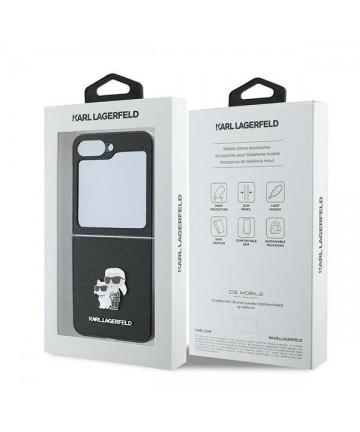 Karl Lagerfeld Saffiano Metal Pin Case for Samsung Galaxy Z Flip 6 - Black