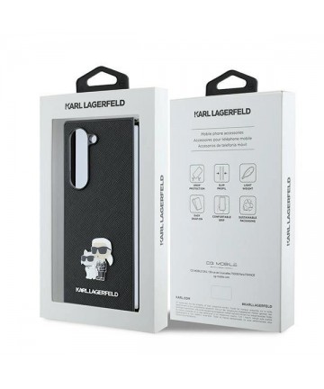 Karl Lagerfeld Saffiano Metal Pin Case for Samsung Galaxy Z Fold 6 - Black
