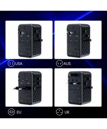 Choetech PD6028 EU / US / AUS / UK travel adapter 2x USB-C 2x USB-A 100W - black