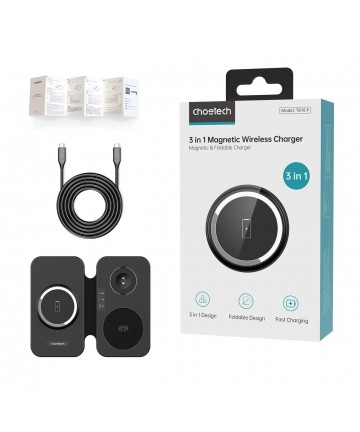 Choetech T616-F 3in1 inductive charger compatible with Apple and Samsung devices - black