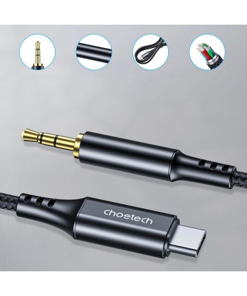 Choetech AUX006 USB-C / mini jack 3.5mm cable 1 m - black