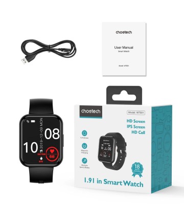 Choetech WT001 smartwatch with IP67 call answering function - black