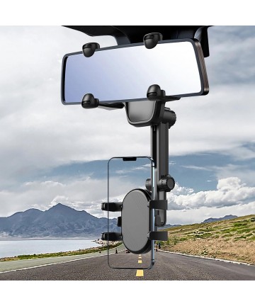 Car Phone Holder for Rearview Mirror - Black