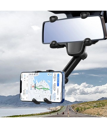 Car Phone Holder for Rearview Mirror - Black