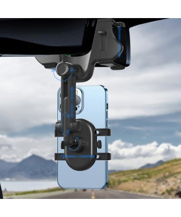 Car Phone Holder for Rearview Mirror - Black