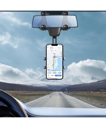 Car Phone Holder for Rearview Mirror - Black