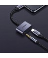 Ugreen CM193 50596 audio adapter two-port USB-C (male) - mini jack 3.5mm / USB-C (female) - gray