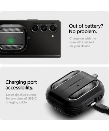 Spigen Rugged Armor Samsung Galaxy Buds 3 / 3 Pro Case - Black