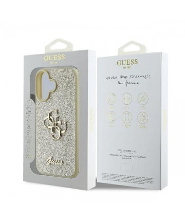 Guess Fixed Glitter Big 4G Case for iPhone 16 Plus - Gold