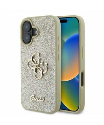 Guess Fixed Glitter Big 4G iPhone 16 Case - Gold
