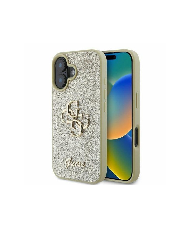 Guess Fixed Glitter Big 4G iPhone 16 Case - Gold