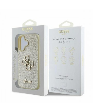 Guess Fixed Glitter Big 4G iPhone 16 Case - Gold