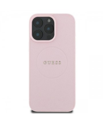 Guess MagSafe Grained Gold Ring iPhone 15 Pro Max Case - Pink