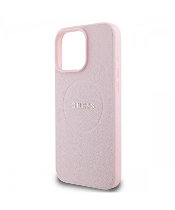 Guess MagSafe Grained Gold Ring iPhone 15 Pro Max Case - Pink