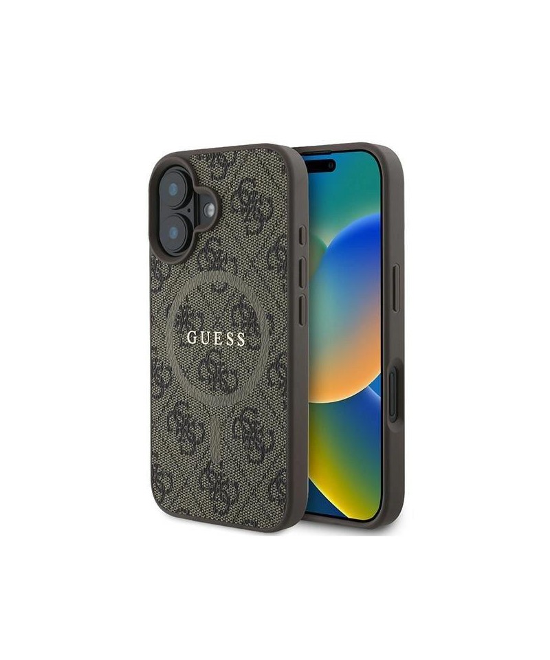 Guess 4G Ring Classic Logo MagSafe iPhone 16 Plus Case - Brown