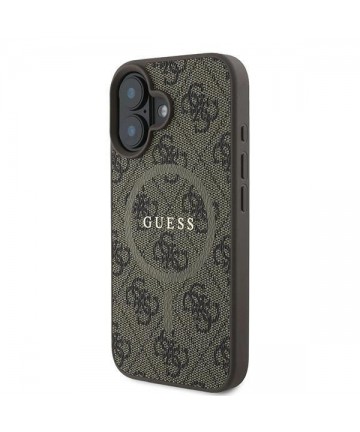 Guess 4G Ring Classic Logo MagSafe iPhone 16 Plus Case - Brown