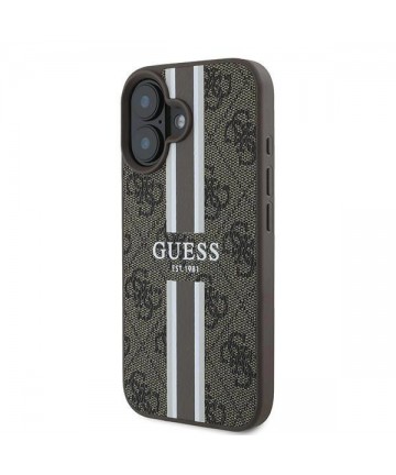 Guess 4G Printed Stripes MagSafe iPhone 16 Plus Case - Brown