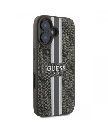 Guess 4G Printed Stripes MagSafe iPhone 16 Plus Case - Brown