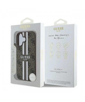 Guess 4G Printed Stripes MagSafe iPhone 16 Plus Case - Brown
