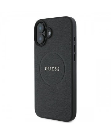 Guess Grained Gold Ring MagSafe case for iPhone 16 Plus - black