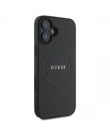 Guess Grained Gold Ring MagSafe case for iPhone 16 Plus - black