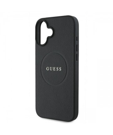 Guess Grained Gold Ring MagSafe case for iPhone 16 Plus - black