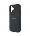 Guess Grained Gold Ring MagSafe case for iPhone 16 Plus - black