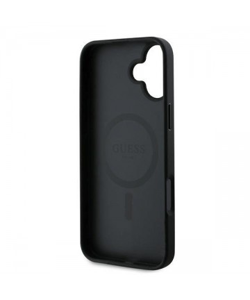 Guess Grained Gold Ring MagSafe case for iPhone 16 Plus - black
