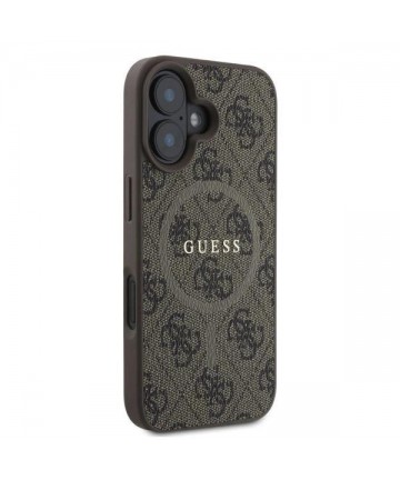 Guess 4G Ring Classic Logo MagSafe iPhone 16 Case - Brown