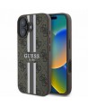 Guess 4G Printed Stripes MagSafe iPhone 16 Case - Brown