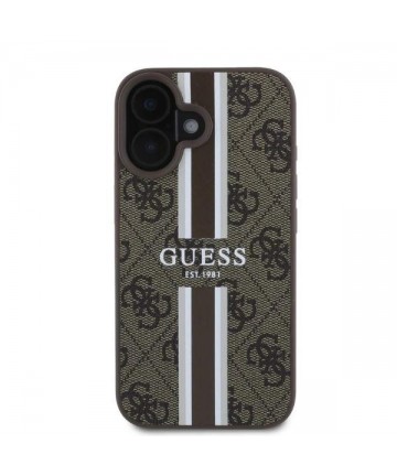 Guess 4G Printed Stripes MagSafe iPhone 16 Case - Brown