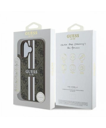 Guess 4G Printed Stripes MagSafe iPhone 16 Case - Brown