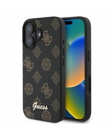 Guess Peony Script MagSafe iPhone 16 Case - Black