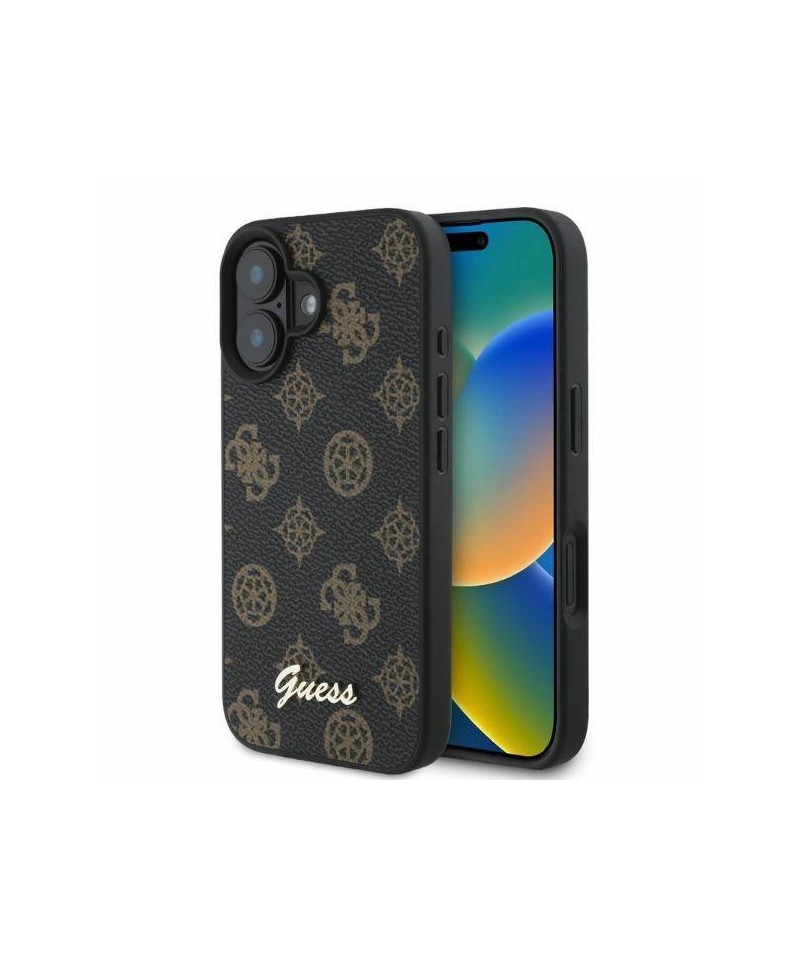 Guess Peony Script MagSafe iPhone 16 Case - Black