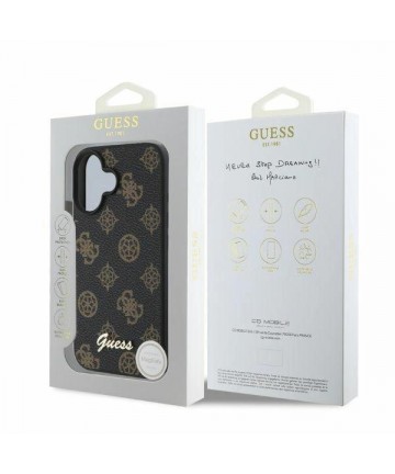 Guess Peony Script MagSafe iPhone 16 Case - Black
