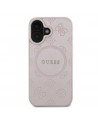 Guess Saffiano Peony Classic Logo MagSafe iPhone 16 Case - Pink