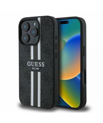 Guess 4G Printed Stripes MagSafe case for iPhone 16 Pro Max - black
