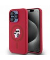 Karl Lagerfeld Silicone Karl&Choupette Heads Ring MagSafe Case for iPhone 15 Pro - Red