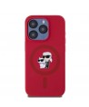 Karl Lagerfeld Silicone Karl&Choupette Heads Ring MagSafe Case for iPhone 15 Pro - Red