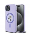 Karl Lagerfeld Silicone Karl&Choupette Heads Ring MagSafe iPhone 15 Case - Purple